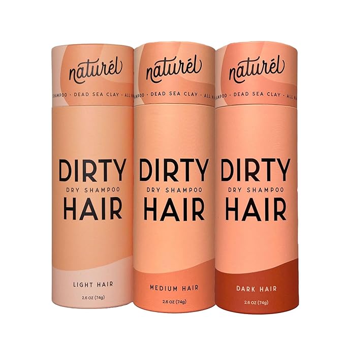 Naturel Dry Shampoo Volumizing Powder for Light and Dark Hair | Non-Aerosol, Made in USA, No Benzene, Vegan, Talc and Aluminum Free | Grapefruit Essential Oil | 2.6 OZ Plastic-Free Packaging