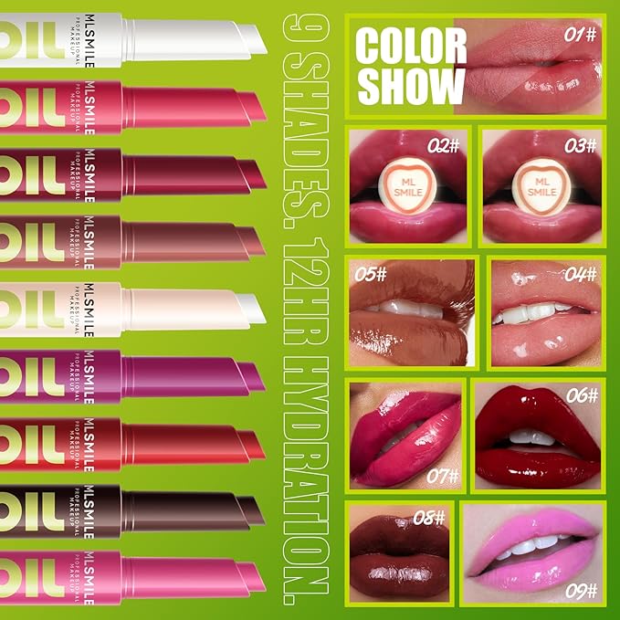 3 Colors Fat Lip Oil Click Slick, Moisturizing and Long-lasting Lip Balm, Non-stick and High Pigment Lip Glow Oil, Lightweight Lip Plumper with Coconut Oil (Set: A)