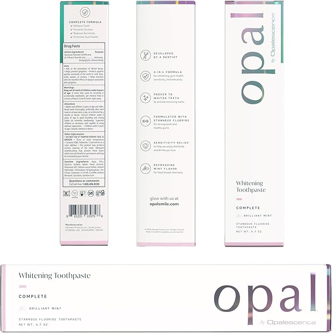 Opalescence Complete Stannous Fluoride for Prevention of Dental Decay, Sensivity, Gengivites & Whitening - (Pack of 6) Mint - 4.7 Ounce 5823-6