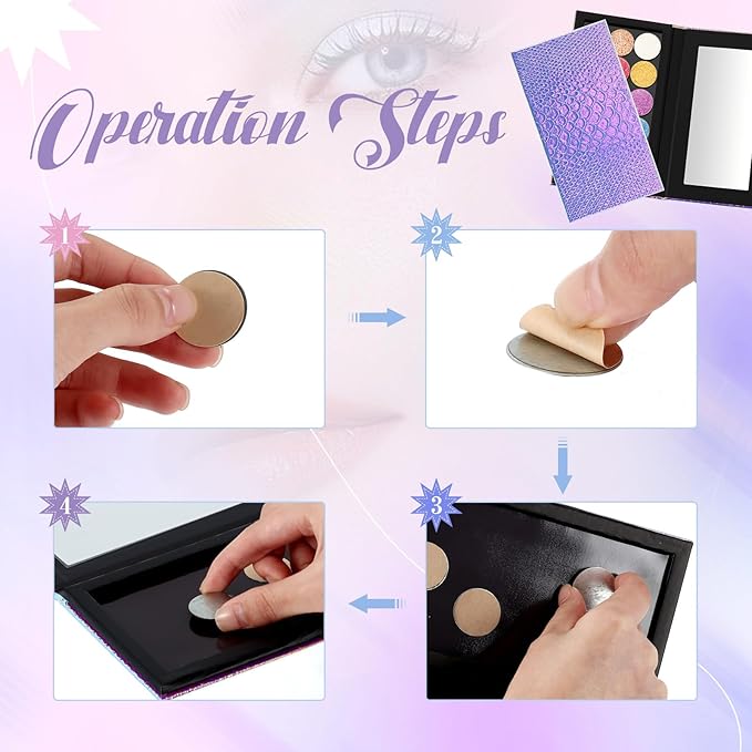 2 Pieces Magnetic Palette Mermaid Empty Palette with Mirror and 36 Pcs Adhesive Metal Empty Palette Stickers Large Mermaid Makeup Empty Palette for Eyeshadow Lipstick Blush Powder