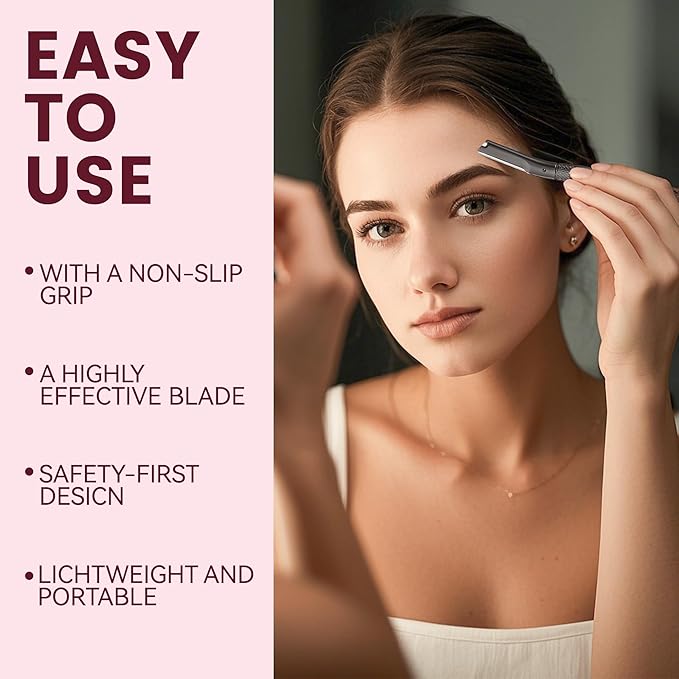 Eyebrow Razor with 12 Blades, Face Razors for Women and Men,Dermaplane Razor for Women Face, Facial Hair Removal for & Eyebrow Hair Removal - Black