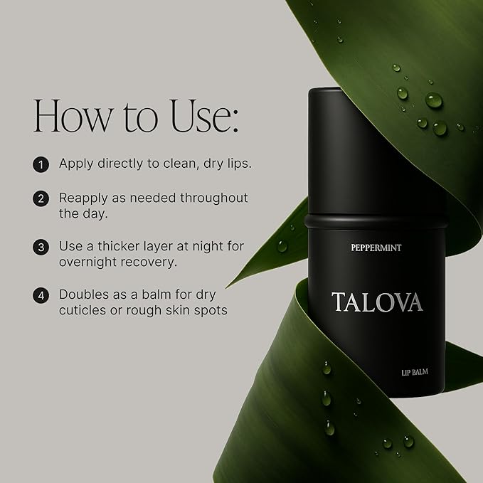 Peppermint Lip Balm, Natural & Clean Moisturizing Lip Balm with Vitamins A, D, E, and K, Nourishes and Smooths Texture, Moisturizer for Dry and Chapped Lips, Non-toxic, Made in USA