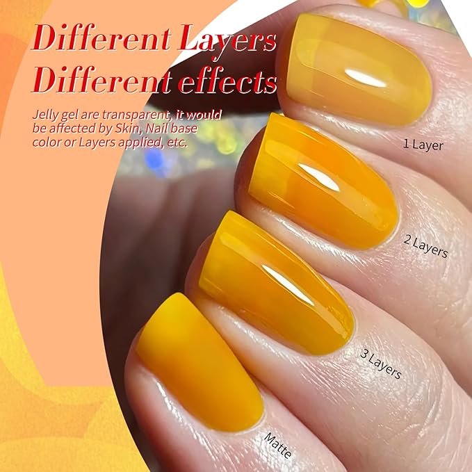 Born Pretty Neon Jelly Gel Nail Polish Glass Crystal Transparent Halloween Collection Soak Off Gel Nail Kit Minicure DIY Gifts 6PCS