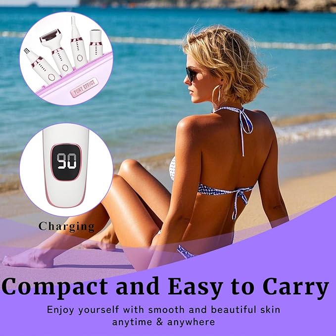 Electric Razor for Women Men,4 in 1 Painless Ladies Wet & Dry Body Razors and Facial Hair Remover,Rechargeable Led Display Hair Removal Kit for Nose Face Body Leg Bikini Arm Hair (White)