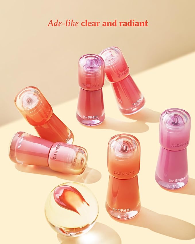 THESAEM Saemmy's Ade Shot Tint (03, 05) - Korean Lip Titnt, Water Gel Lip Stain with Plump Glowy Moisturizing Finish, Buildable Radiant Gloss, Long-Lasting Comfort, 0.1 fl.oz.