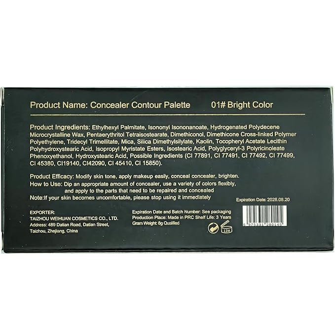 Concealer Contour Palette, 6 In 1 Color Correcting Concealer Contour Makeup Palette, Contouring Foundation Highlighting Makeup Kit for Dark Circles, Blemish With 2 Packs Brush (1#)