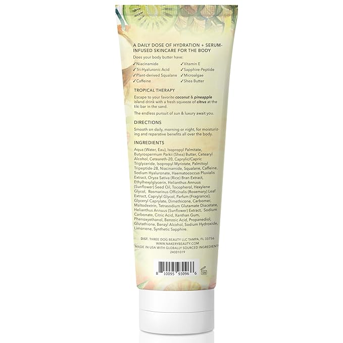NAKERY Body Butter Anti Aging Moisturizer - Body Cream Skin Tightening Cream & Neck Firming Cream, Moisturizing Cream & Neck Tightening Cream for Body & Face Cream for Dry Skin 300ml(Tropical Therapy)
