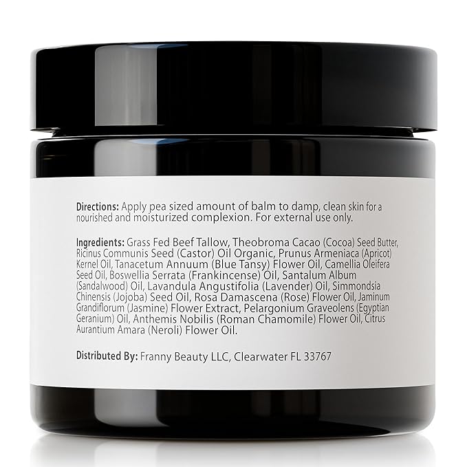 Beef Tallow For Face & Body | Grass Fed & Finished Beef Tallow Balm Infused with Essential Oils (Lavender, Jojoba) | Face Moisturizer to Revitalize and Nourish Skin - 2Oz