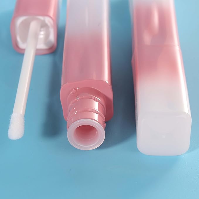 COSIDEA 15pcs 5ml Irregular rectangle empty lip gloss tubes bulk with wand unique Gradient pink lipgloss tube