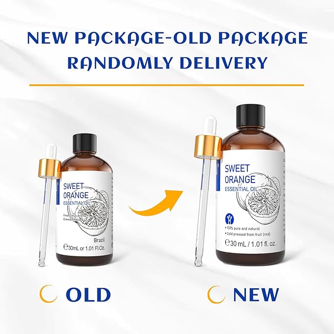 HIQILI 30ML Sweet Orange Essential Oil - Pure and Natural for Diffuser, Skin - 1 Fl Oz