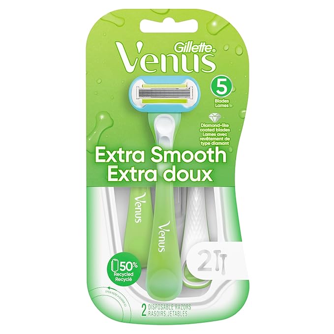 Gillette Venus Extra Smooth Green Disposable Women's Razors, 2 Count