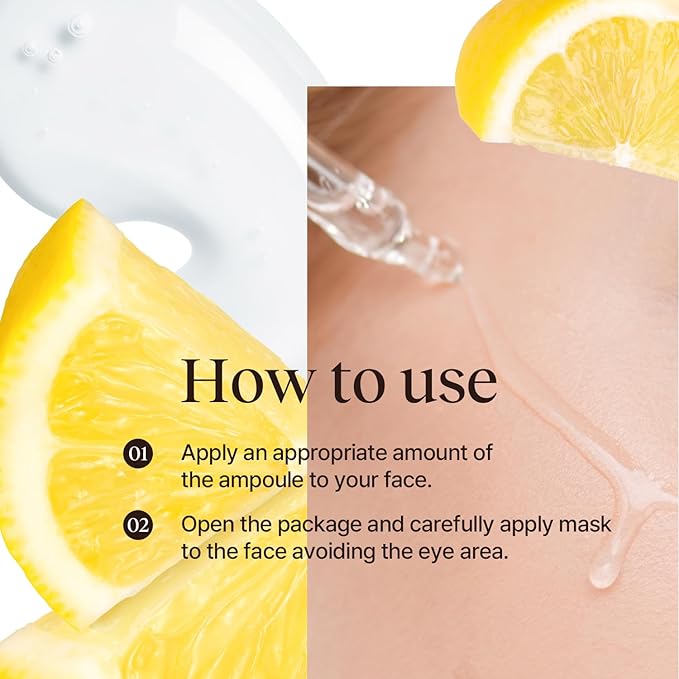 Vita C Brightening Ampoule Facial Serum | 85% Lemon Water | Skin Dullness Treatment | Vitamin Skincare |Skin Refreshing Serum | Korean Skincare (1.01 fl oz, 30ml)