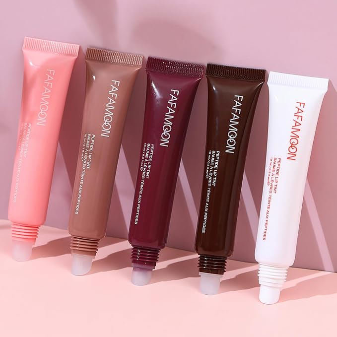 5 Colors Hydrating Lip Glow Oil, Ribbon, Toast, Raspberry jelly, Espresso, White Tinted Lip Oil Gloss, Moisturizing, Hydrating, Nourishing Lip Care Oil for Naturally Plump, Pillowy-soft Lips