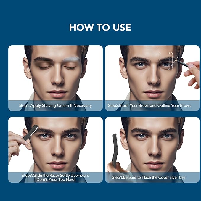 Eyebrow Razors for Men 6 Pieces, Japanese Blades Precision Dermaplane Razors, Small Eyebrow Trimmer Set, Multipurpose Exfoliating Dermaplaning Tools for Peach Fuzz, Small Face Razors for Men and Women