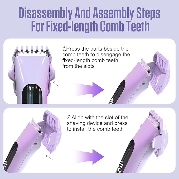 2 in 1 Bikini Trimmer for Women Dual Head Electric Shaver with LED Display,IPX7 Waterproof Wet & Dry, Painless Shaver for Underarm Leg Arm Body Face Private Area Purple