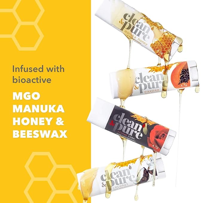 Lip Balm 2-Pack (Coconut) | Manuka Honey Beauty Products | Lip Care Set With 100% All Natural Beeswax and Vitamin E Oil | Flavored Lip Balm for Dry, Chapped Lips