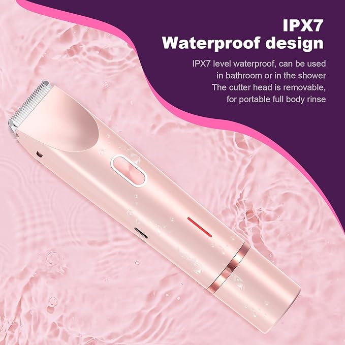 Glow Aura Womens Shaver 2 in 1, Electric Razor, Painless Hair Removal for Face,Body Waterproof Wet & Dry Use Body Hair Trimmer (Pink)