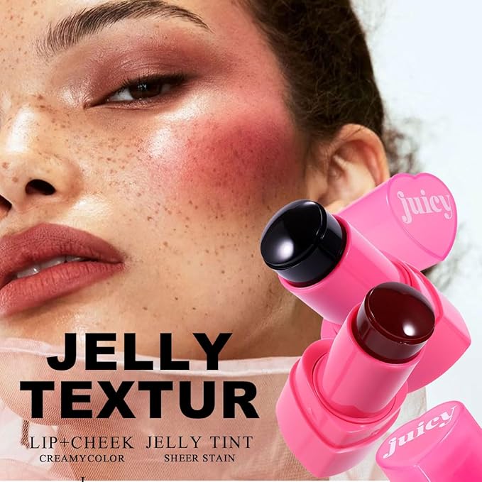 Cooling Water Jelly Tint Stick,Multi-Use Juicy Love Blush, 3-In-1cheek Blush & Eyeshadow & Lip Tinted Long-Lasting Moisture Stick,Bouncy Jelly Texture,Creates A Moist Watercolor Effect (#08, 0.32oz)