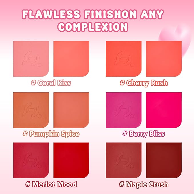 Blush Palette Duo – Cream & Powder Blush Set in Rose Red, Highly Pigmented & Blendable, Long-Wearing & Moisturizing, Skin-Friendly & Magnetic Pan, for Cheeks, Eyes & Lips (2Pack,Berry Bliss)