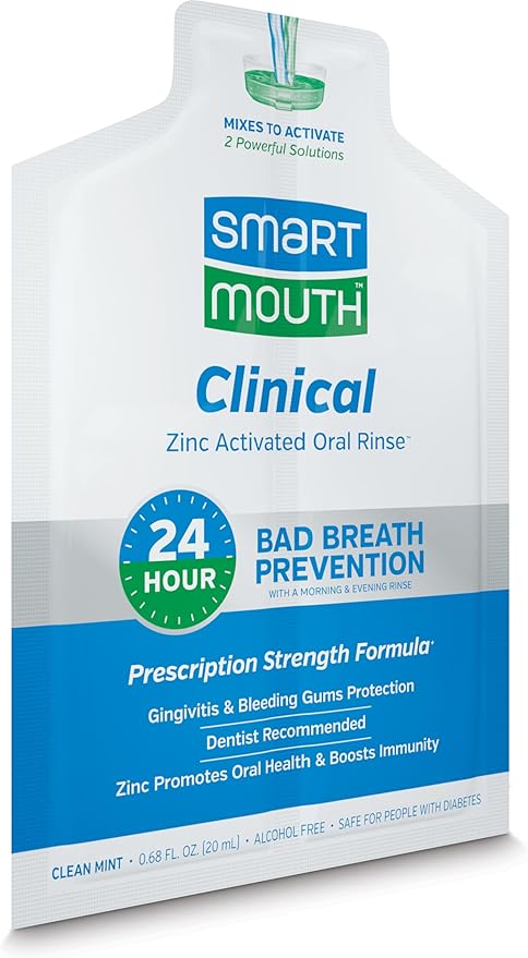 SmartMouth Clinical DDS Activated Mouthwash, Bad Breath and Bleeding Gums Support, 16 fl oz (50 Count)