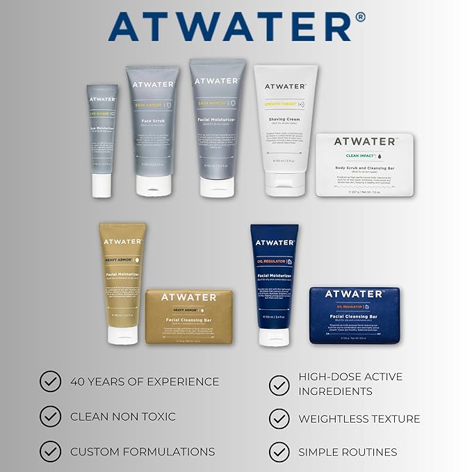 ATWATER Skin Armor Exfoliating Face Scrub,Men’s Facial Cleanser - Smoothes and Cleans Skin to remove Dead Skin - Travel Size Mens Face Exfoliator Leaving you Fresh and Vibrant - 3.4 oz (2 pack)
