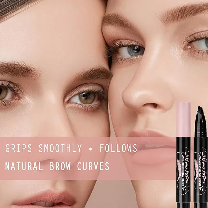 Eyebrow Pen, Waterproof Eyebrow Pencils for Women - Angled Brow Brush & Multi-Fork Tip Microblading Brow Pen, Precisely Creates Natural Hair-Like Brows, Easy to Use 05-Black