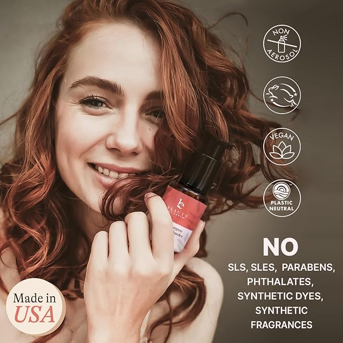Beauty by Earth Non-Aerosol Dry Shampoo Powder - Volumizing Non Toxic with Biotion, Oil-Absorbing Natural Ingredients, Made in USA