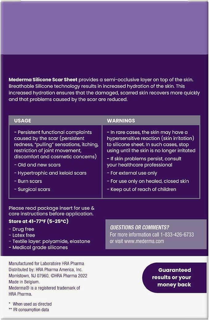 Mederma Medical Grade Silicone Scar Sheets; Improves The Appearance of Old and New Scars; for Injury, Burn and Surgery Scars, 4 Count