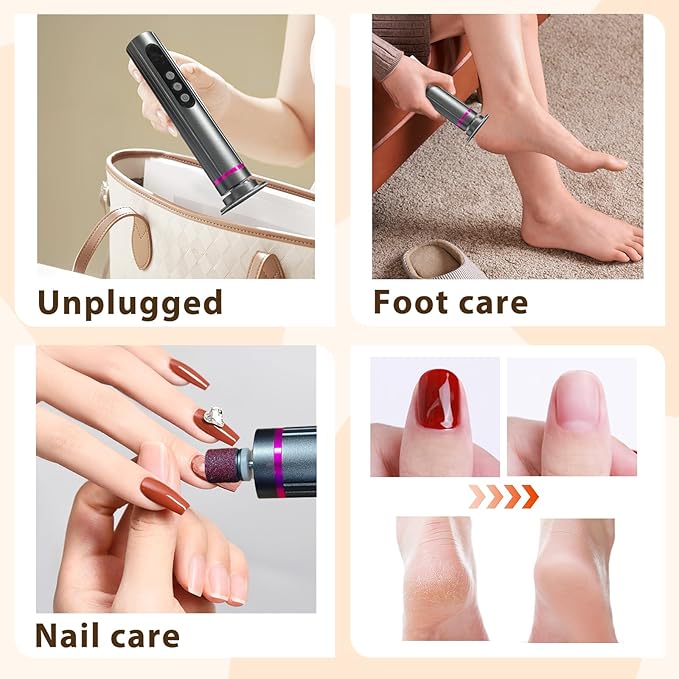 Callus Remover for feet- 2 in 1 Electric Foot File,Adjustable Speed Foot File with Sandpaper Discs & Grinding Heads, 9 Speeds Electric Foot Callus Remover, Pedicure Tools for Valentine's Day Gift
