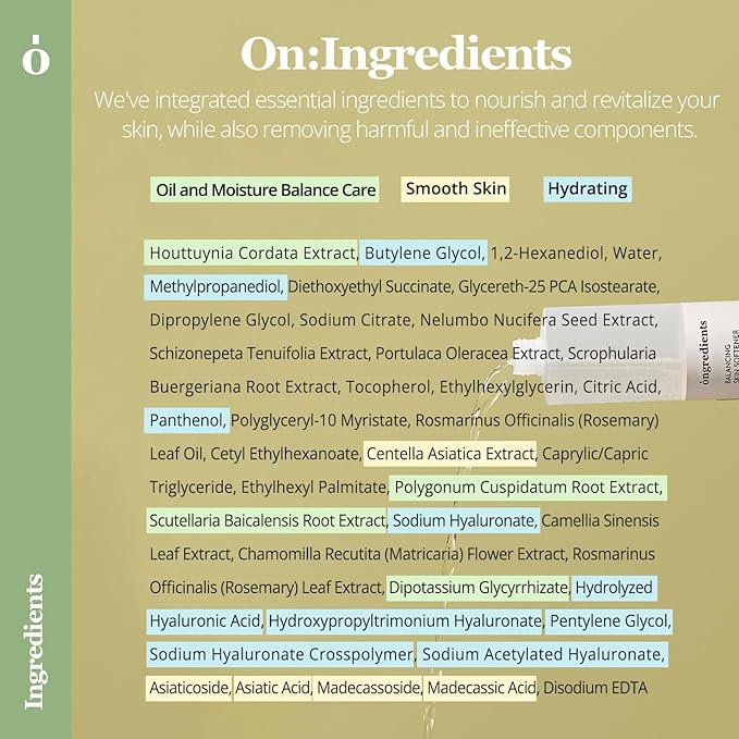 ONGREDIENTS Balancing Skin Softener | Trouble Care Facial Toner | Panthenol, Hyaluronic Acid, Heartleaf, Hydrating Balance Care for Dry, Sensitive Skin | Vegan, Korean Skin Care 250ml / 8.45 fl Oz