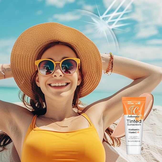 Tinted Sunscreen for Face with SPF 40 - UV Protection - Moisturizer & Lightweight Facial Sunscreen with Vitamin C and Vitamin E, for All Skin Type (40ml)