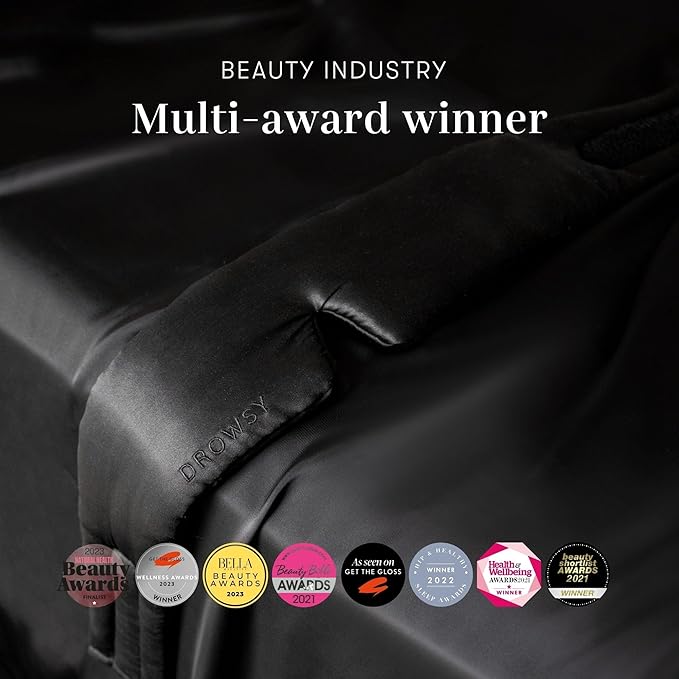 DROWSY Silk Sleep Mask. Face-Hugging, Padded Silk Cocoon for Luxury Sleep in Total Darkness. (Black Jade)