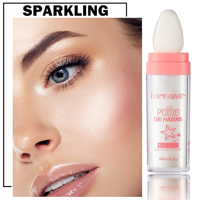 3PCS Polvo De Hadas Body Shimmer Glitter Highlighter Powder Makeup,High Gloss Sparkle for Face Body Hair,Create The Most Sparkly And Attractive Glitter Makeup