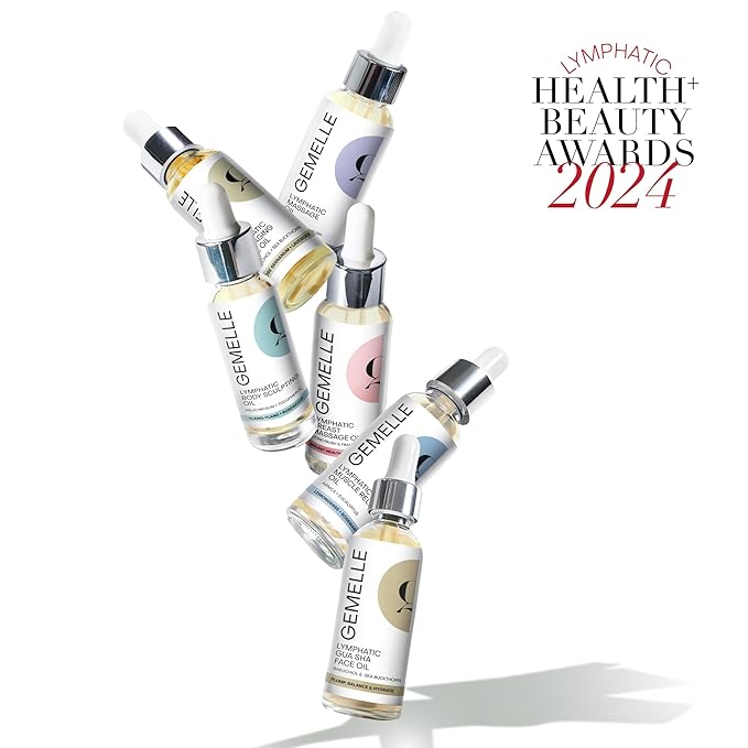 GEMELLE Lymphatic Gua Sha Face Oil | 10x Award Winner | Detox, Plump, Balance, Hydrate | High-Altitude Rosehip, Centella Asiatica & More! | Organic, Natural, Clean Beauty | Starter, Travel 15ml