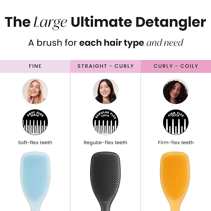 Tangle Teezer Large Ultimate Detangler Hairbrush for Wet & Dry Hair, Eliminates Knots & Reduces Breakage for Long, Thick, & Curly Hair Types, Black Gloss