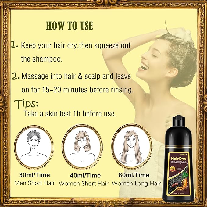 Coffee Hair Dye 3 in 1 - Instant Hair Color Shampoo for Refreshing, Herbal Hair Dye for Women & Men, Easy to Use & Long Lasting 16.90 oz