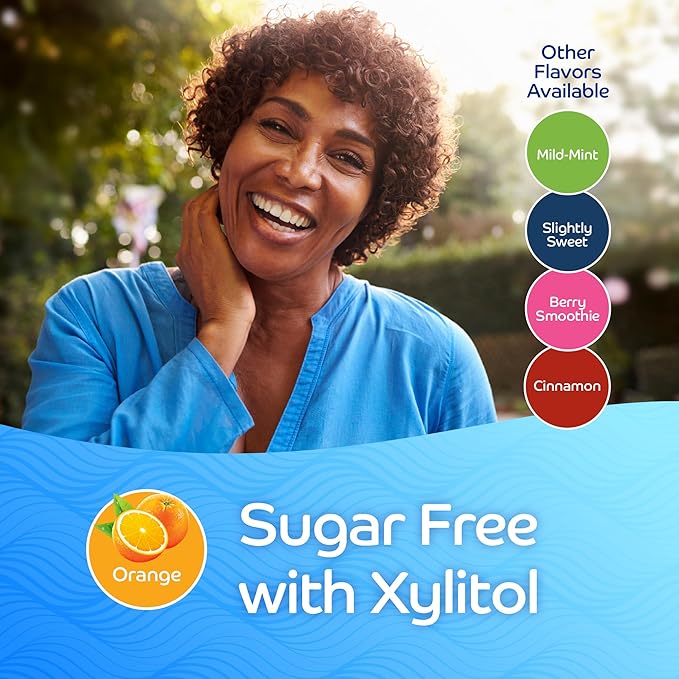 Oracoat XyliMelts for Dry Mouth Night Time or Day - Moisturizing Dry Mouth Adhering Discs, Sugar Free with Xylitol, 40 Count, Orange Flavor, 8-Hour Relief