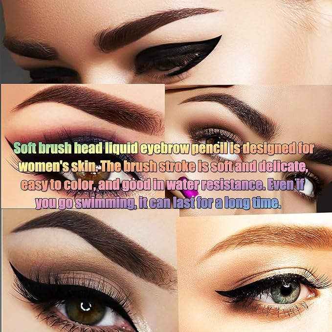 Liquid Eyebrow Pen, Waterproof Microblading Eyebrow Pencil with a Micro-Fork Tip Applicator, Creates Natural Looking Brows Effortlessly