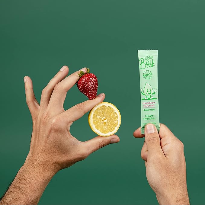 Waterboy Workout Hydration | 2,960mg Sugar Free Electrolyte Powder Packets | L-Glutamine + Vitamins | No Sugar, All Natural, Gluten Free | 15 Drink Stick Mixes (Strawberry Lemonade)