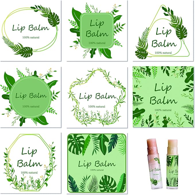 CRASPIRE Lip Balm Labels 80pcs Homemade Green)