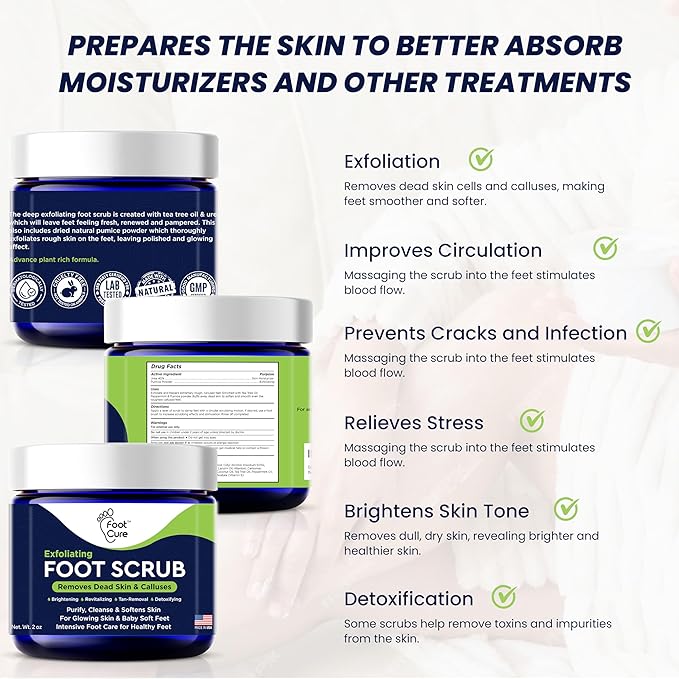 Exfoliating Foot Scrub with Pumice Stone powder - Gentle Moisturizing Foot Scrub for Dry Skin - Cracked Heel Repair for Smooth, Soft Feet - Pedicure Foot Spa 1 Pack