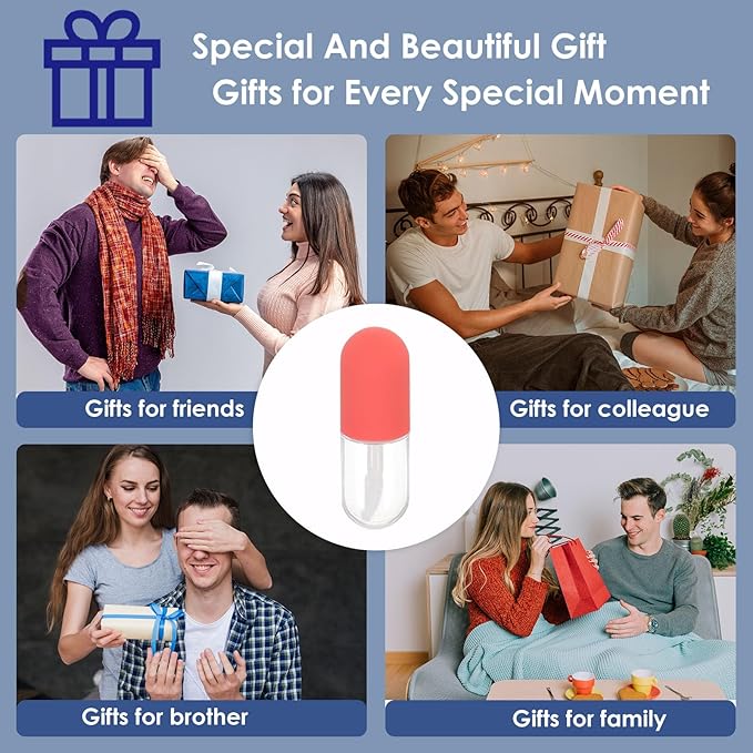 Capsule Shaped Mini Lip Gloss, Shaped Lip Gloss Bottles, Refillable Lip Balm Bottles Containers, Cosmetic Dispenser Beauty Tool Mini Sample Bottle for Women, Girl (8 Pcs, 4.5ml)