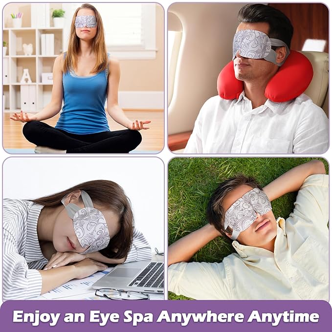 50 Packs Steam Eye Mask for Dry Eyes Spa Warm Sleep Eye Mask Self Heating Disposable Eye Masks for Home Office Travel Eyestrain Relieve (Lavender Scent)