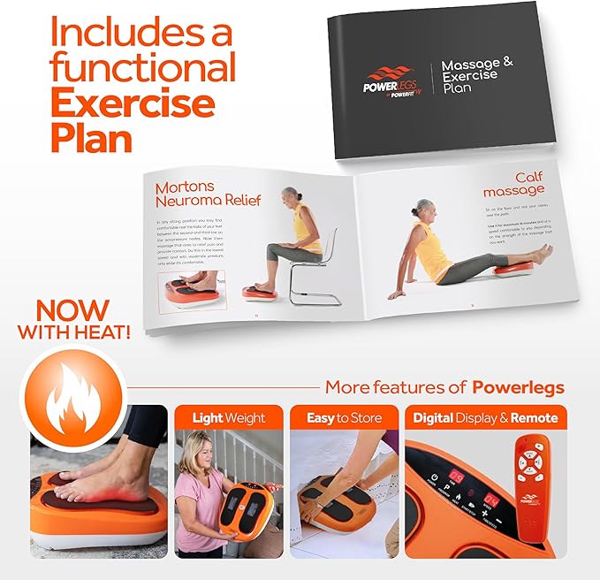 Powerfit Power Legs Electric Foot Massager Machine with Heat - Heated Foot Massager for Neuropathy Pain Circulation - Feet Massager for Pain Relief with Remote Control