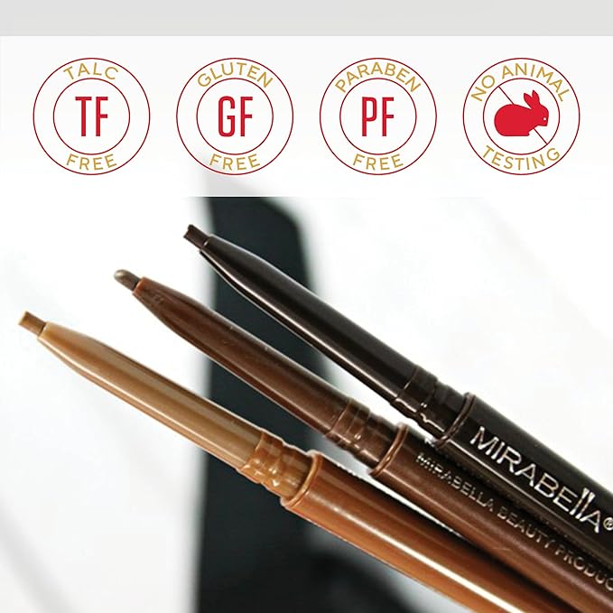 Mirabella Ultra Fine Brow Pencil, Anti-Chip Waterproof Eyebrow Pencil - Smudgeproof, Blendable & Retractable Eyebrow Pencil to Define and Fill In Brows Naturally - Light