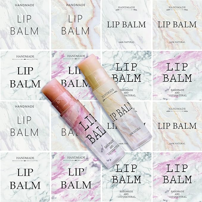 CRASPIRE Lip Balm Labels 80pcs Homemade Container(Marble