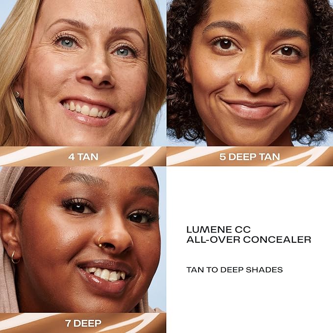 Lumene Under Eye Concealer - CC All-Over Hydrating Concealer with Medium Coverage - Multi-Tasking Under Eye Makeup Infused with Hyaluronic Acid with a Skin-Like Finish - 5 Deep Tan (0.3 fl oz)
