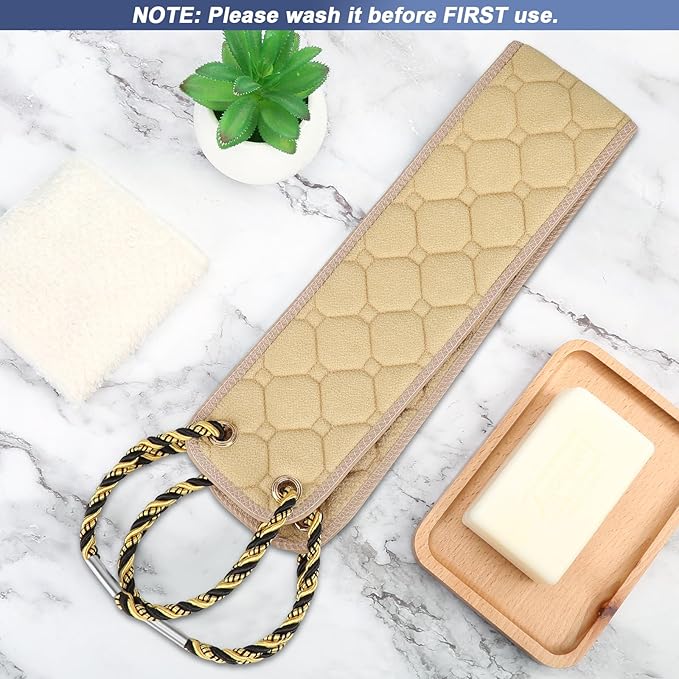 Exfoliating back scrubber with handles,