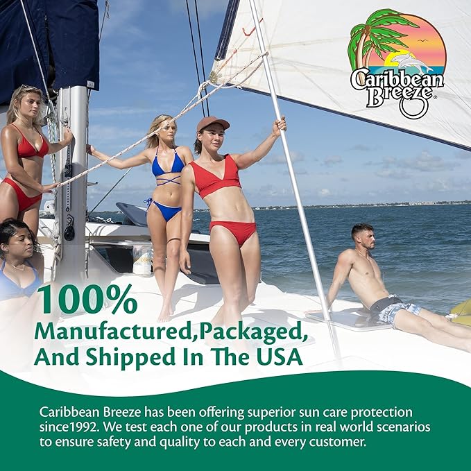 Caribbean Breeze Aloe Cooling Spray Gel, Mango Lime Aloe Vera Gel for Sunburn Relief Spray, Vitamin Enriched with Camellia & Tea Tree, 8.5 oz (250 ml)