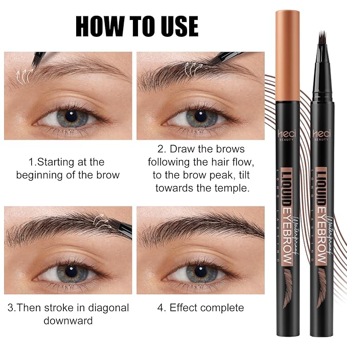 Eyebrow Pen, Angled Brow Brush,Eyebrow Pencils for Women,Natural Brow Pen,Hair-Like Strokes, 24hrs Long-Lasting,Waterproof, Smudge-Proof,Easy to Use, Multiple Uses,Gifts for Her,Chocolate